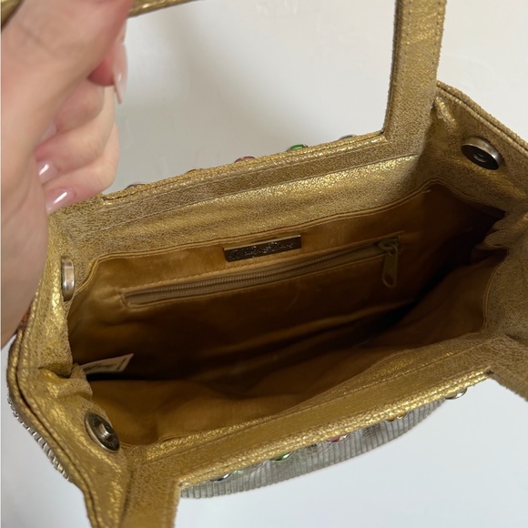 Whiting and Davis Metallic Gold and Silver Mesh Rhinestone Bag - Picture 7 of 8